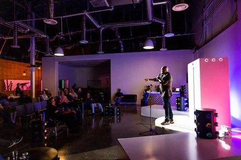 Small stage at the hybrid show