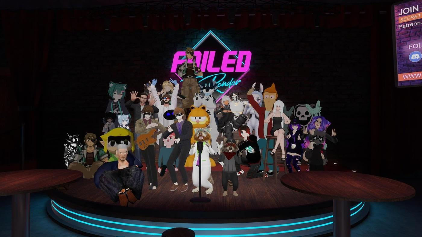 The VRChat crowd inside the Failed To Render Club after a show